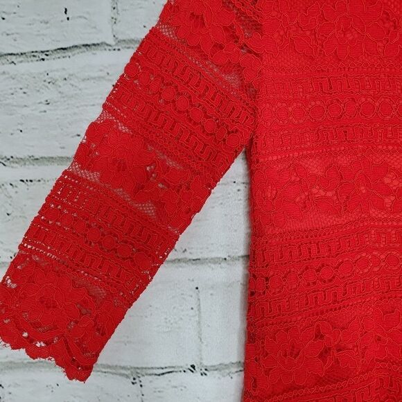 Eliza J Red Lace Sheath Dress knee length - Picture 12 of 12